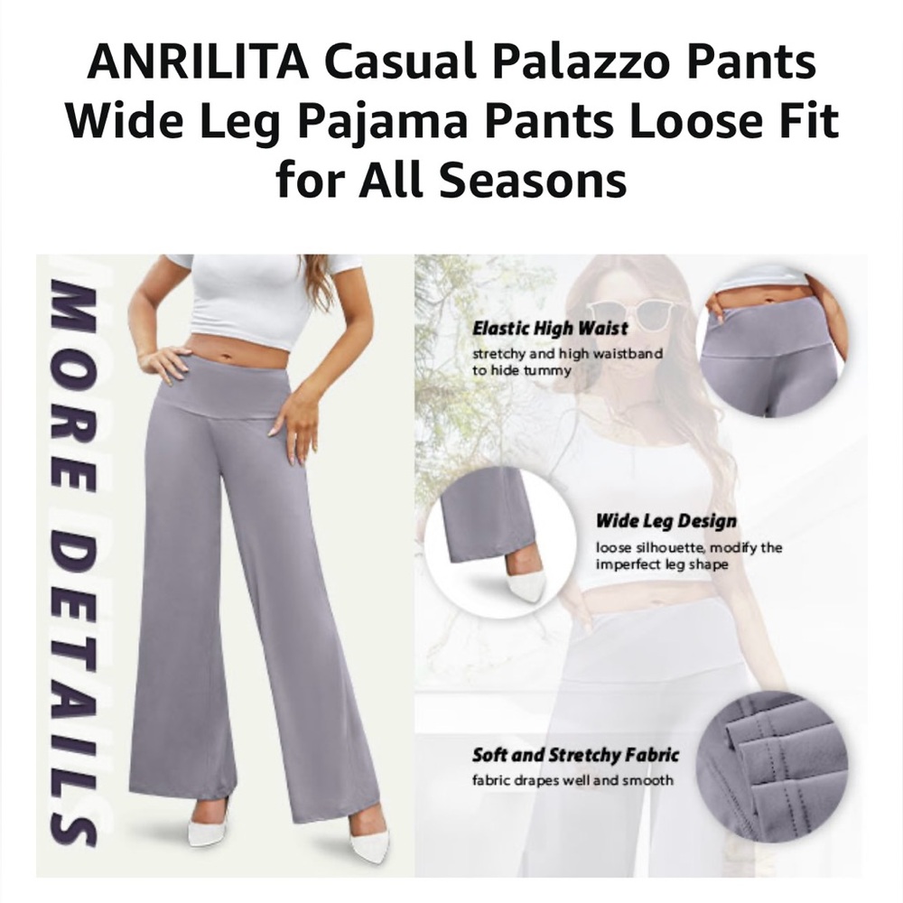 Anatolia casual palazzo pants wide leg pajama pants loose fit for all season